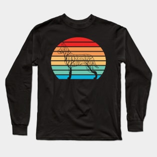 Tree Dog on retro sunset Long Sleeve T-Shirt